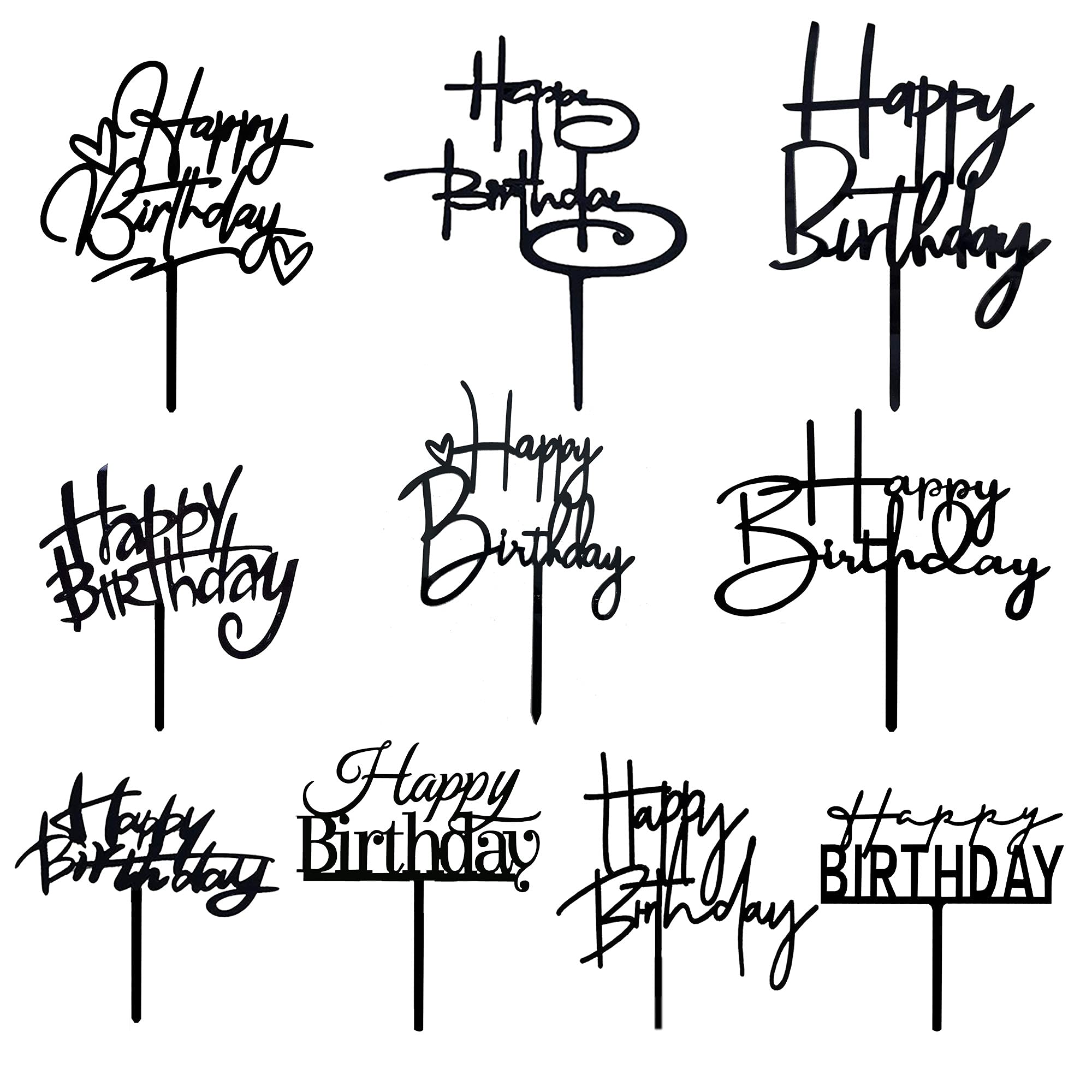 RASSLISA Happy Birthday acrylic cake topper for cupcakes, reusable party decor