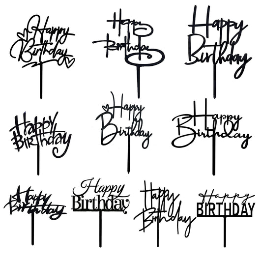 RASSLISA Happy Birthday acrylic cake topper for cupcakes, reusable party decor