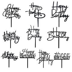 RASSLISA Happy Birthday acrylic cake topper for cupcakes, reusable party decor