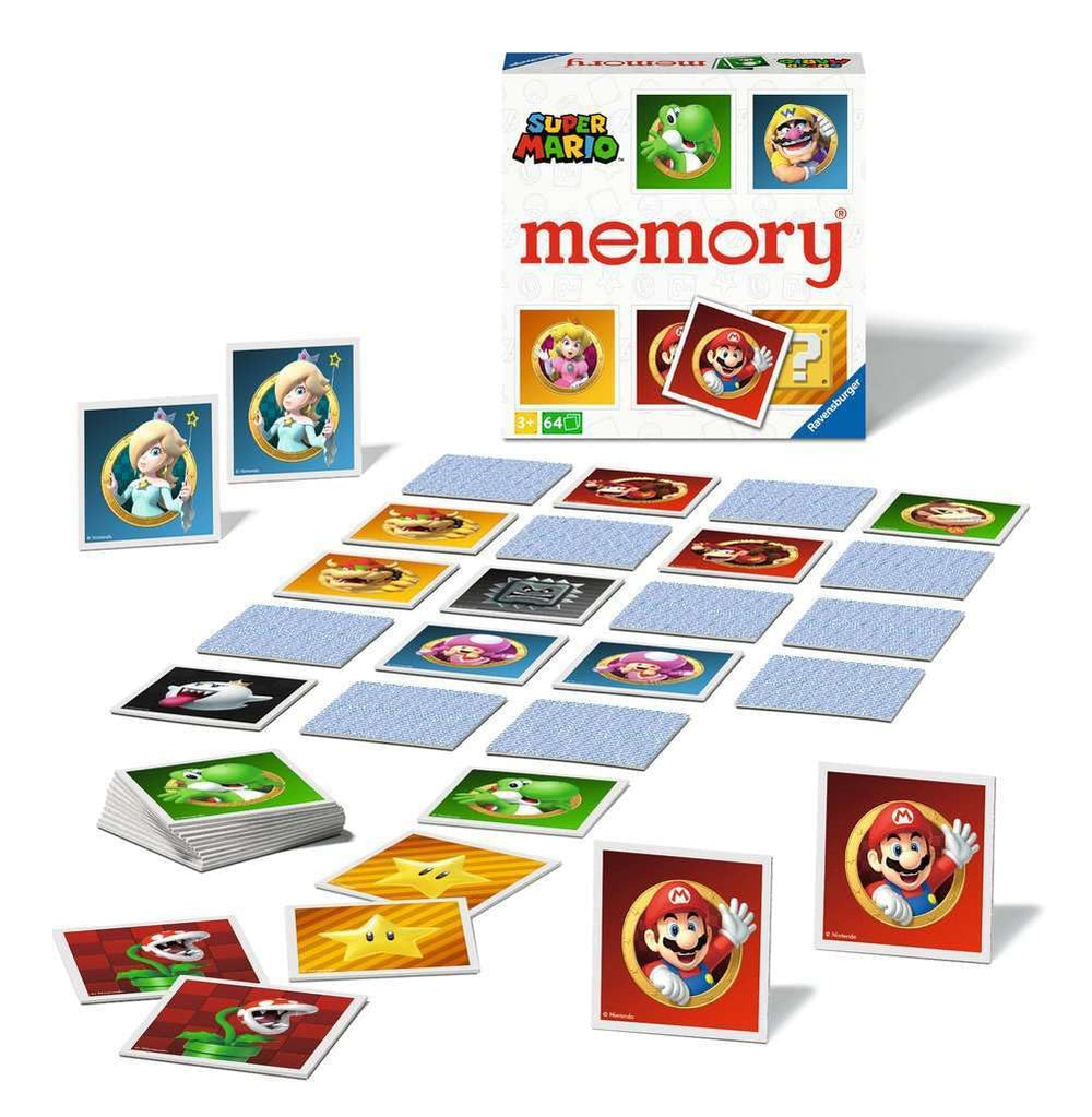Ravensburger 64-card memory game for 2-8 players emphasizing shared fun.