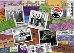 Ravensburger Beatles Tickets puzzle pieces arranged highlight unique shapes for smooth assembly