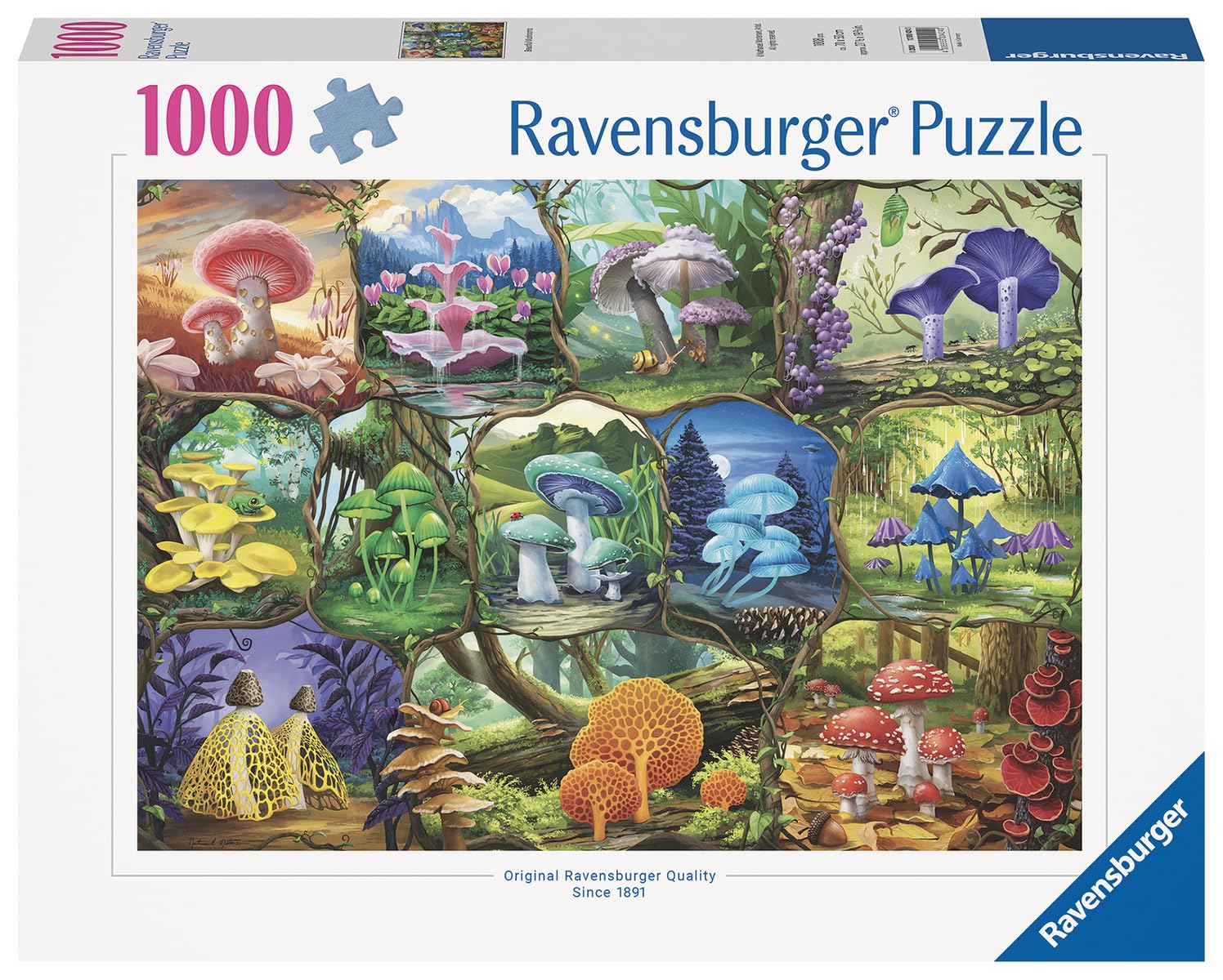 Ravensburger Beautiful Mushrooms interlocks show perfect-fit pieces for smooth assembly.