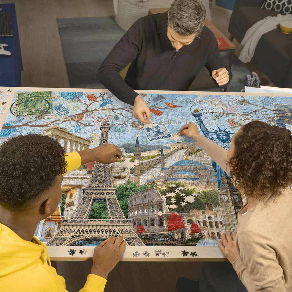 Ravensburger Big City Collage urban life—vibrant urban scenes for relaxing puzzle time.