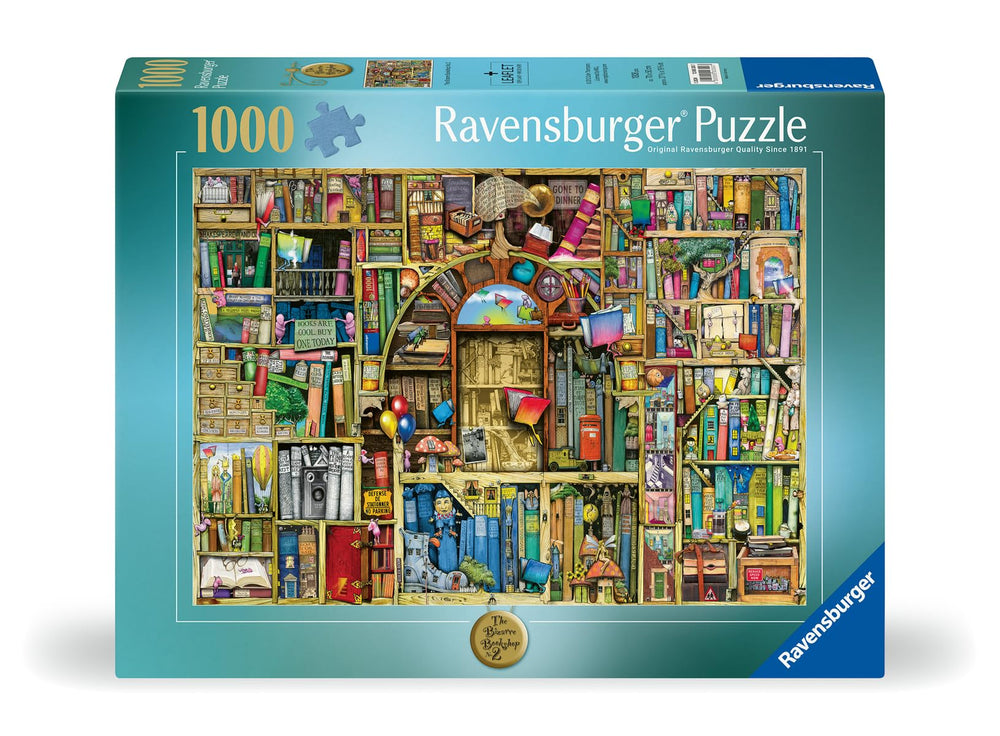 Ravensburger The Bizarre Bookshop 2, quirky titles scene for sharing with friends during evenings.
