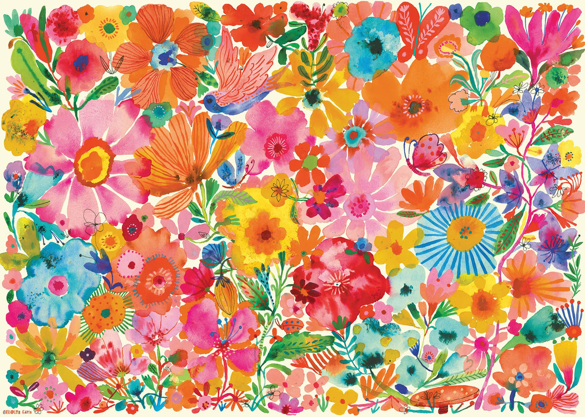 Ravensburger Blossoming Beauties puzzle cover with vibrant blooms for relaxing evenings