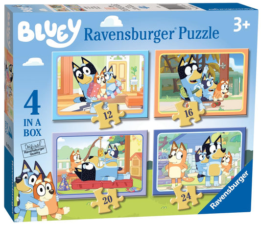 Ravensburger Bluey 4-in-Box Puzzle Bluey and Bingo scene boosts focus and family play