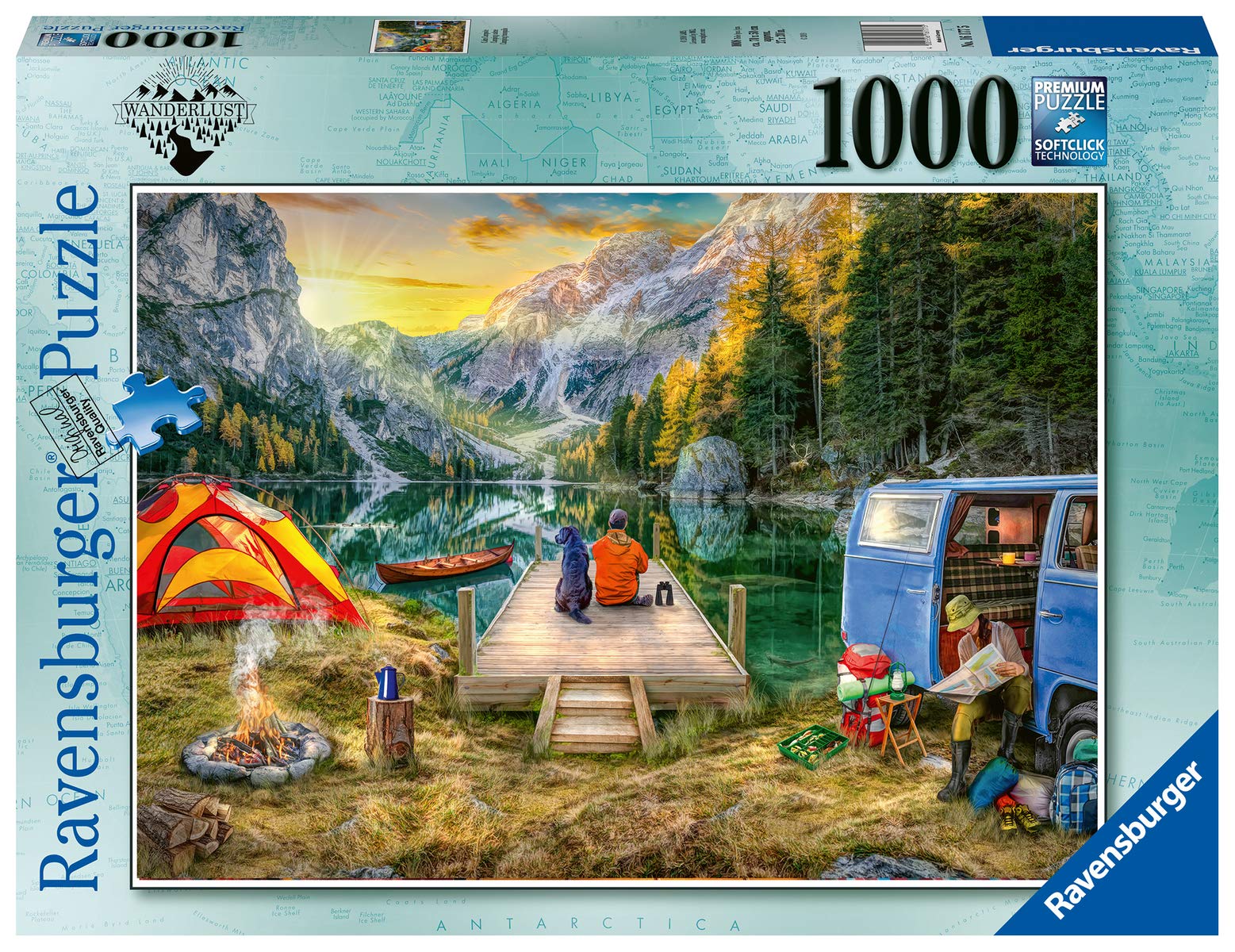 Ravensburger Calm Campsite Puzzle box ready for a family puzzle session.