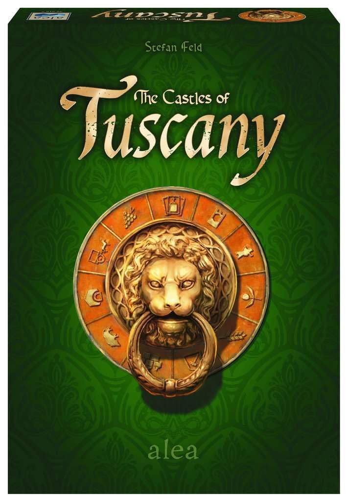 Ravensburger Castles of Tuscany box front, inviting family game night with classic Renaissance art.