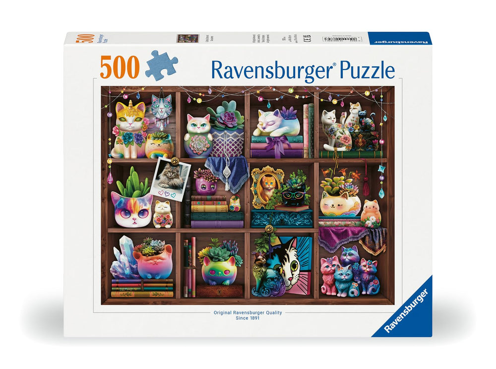 Close-up of interlocking pieces from Ravensburger Cats and Succulents for seamless assembly