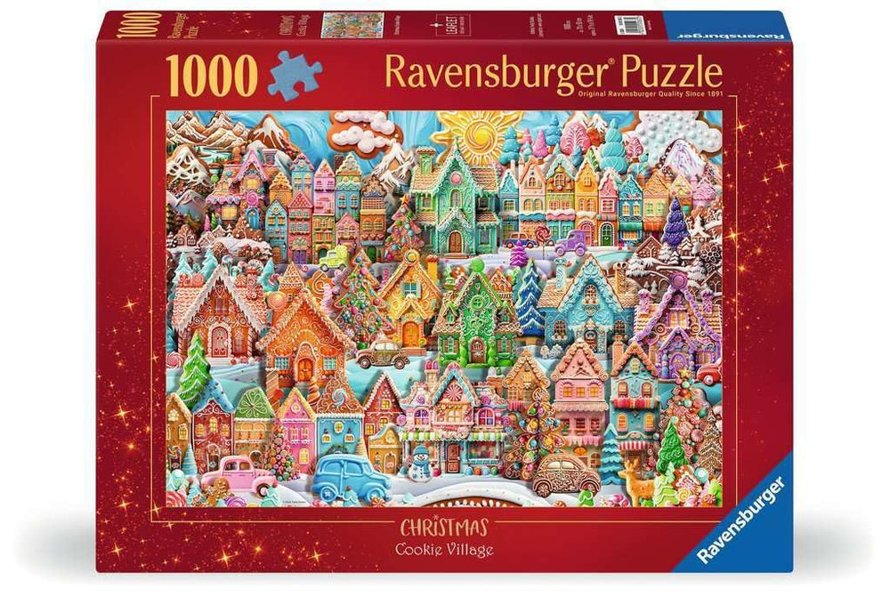Ravensburger Christmas Cookie Village gingerbread houses for cozy family puzzle time