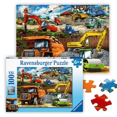 Ravensburger construction vehicles dump-truck puzzle image to spark imaginative play and fine motor skills.