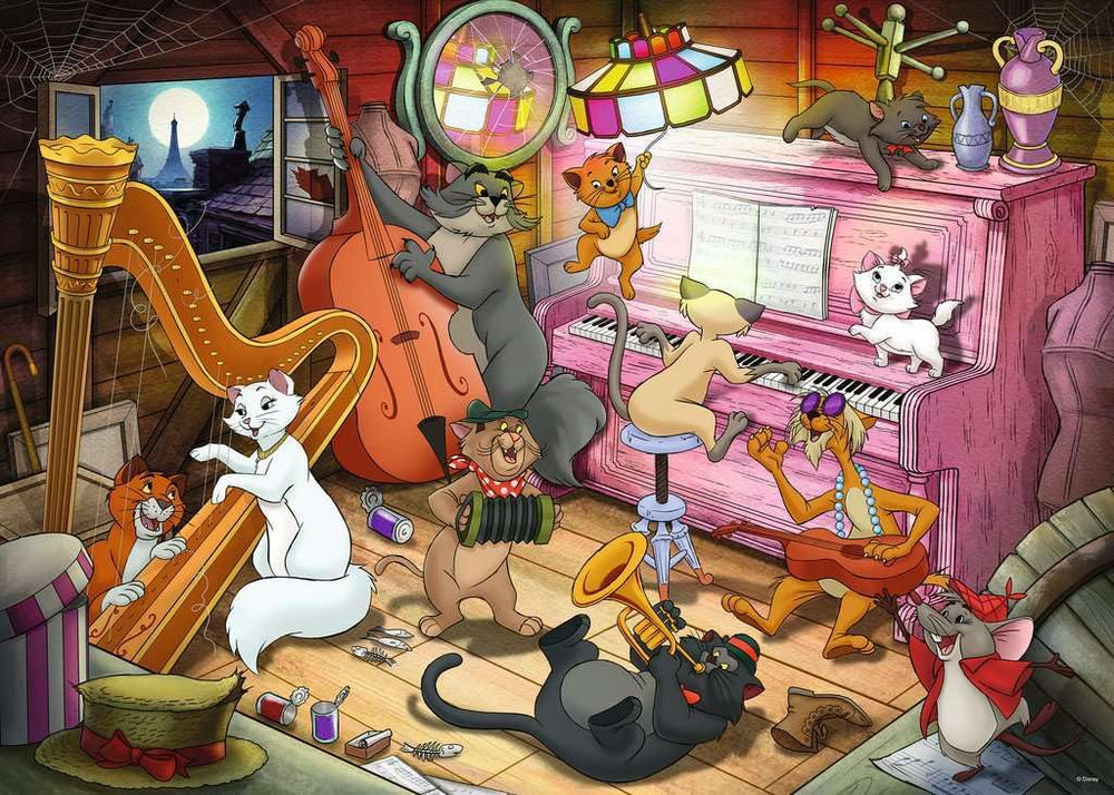 Ravensburger Disney Aristocats puzzle box and artwork ready for framing after completion