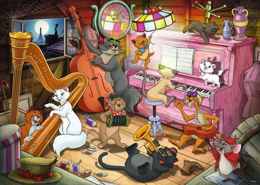 Ravensburger Disney Aristocats puzzle box and artwork ready for framing after completion