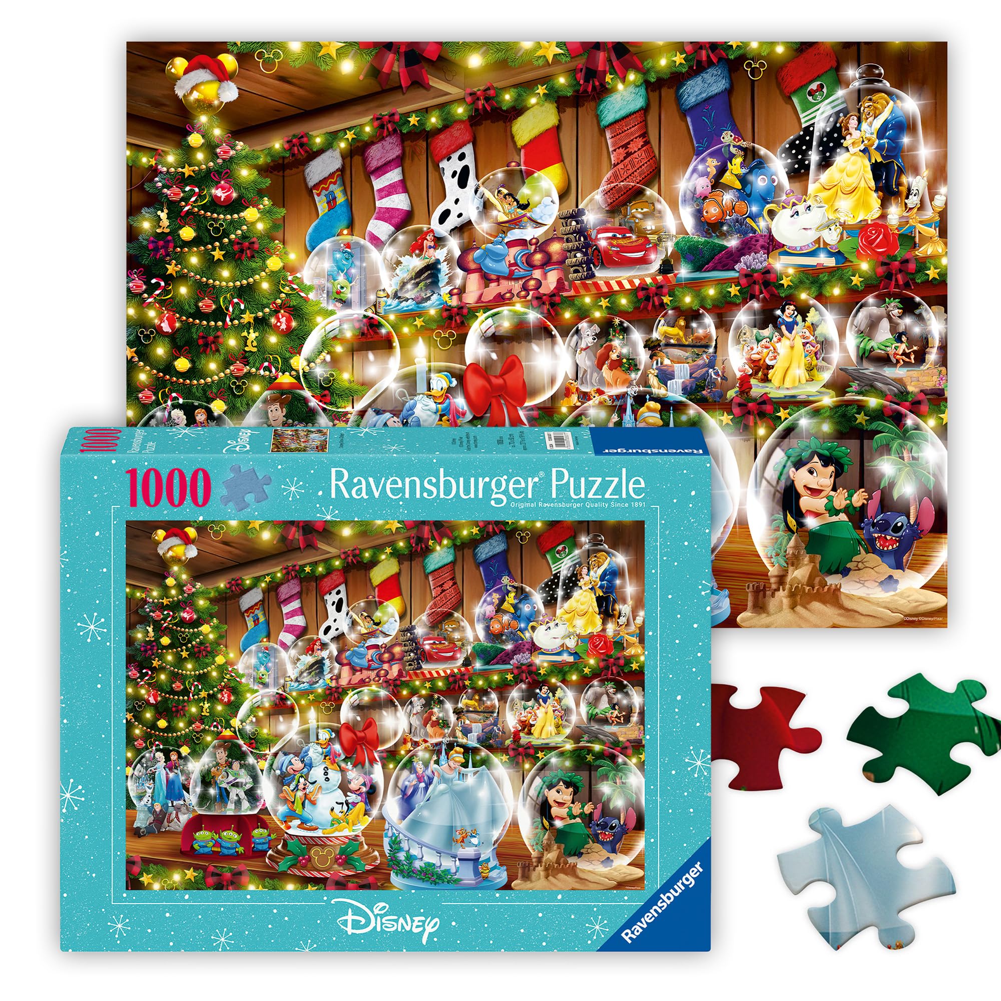 Ravensburger Disney Christmas 1000-piece puzzle snowglobes scene for cozy family time