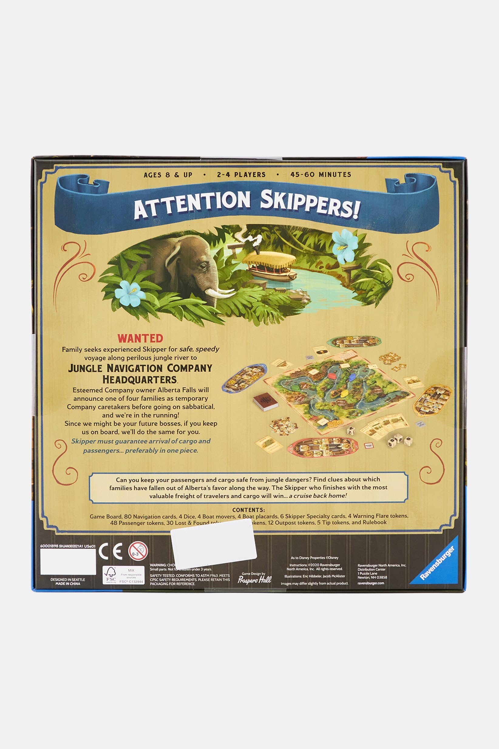 Ravensburger Disney Jungle Cruise cards reveal clues and navigate river dangers.