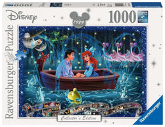 Ravensburger Disney Little Mermaid puzzle captures Ariel and Eric’s romantic kiss scene in the Blue Lagoon for relaxing evenings.