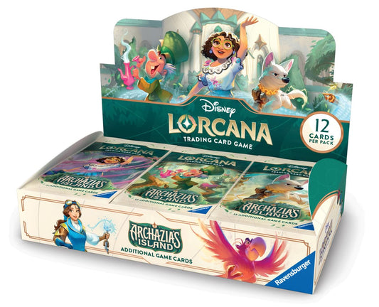 Ravensburger Archazia's Island display front view with collectible Disney Lorcana art