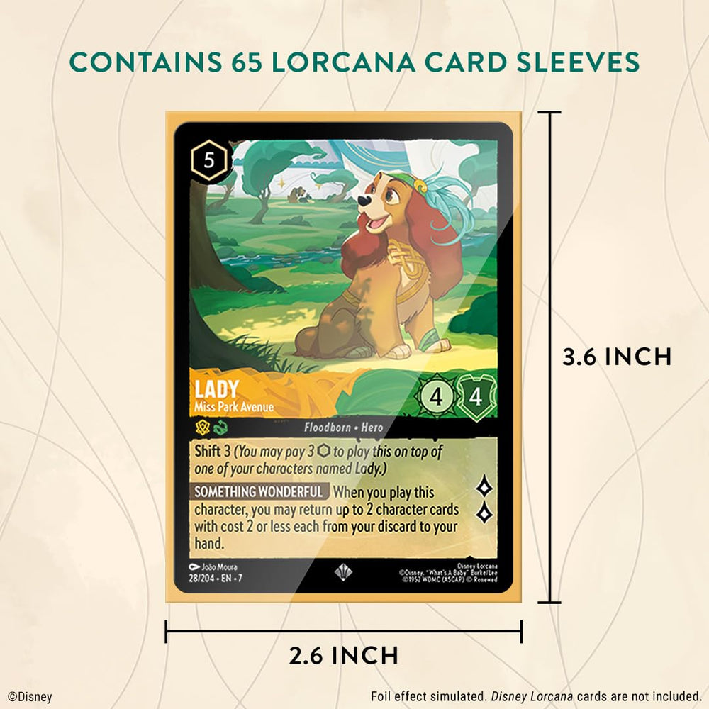 Ravensburger matte finish reduces glare for clear viewing on Lorcana sleeves