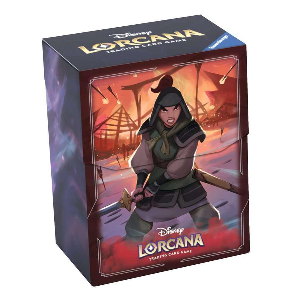 Ravensburger Lorcana deck box Mulan artwork keeps cards organized and easy to transport.