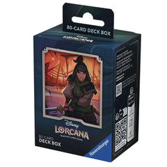 Ravensburger Disney Lorcana deck box Mulan cover safeguards up to 80 sleeved cards.