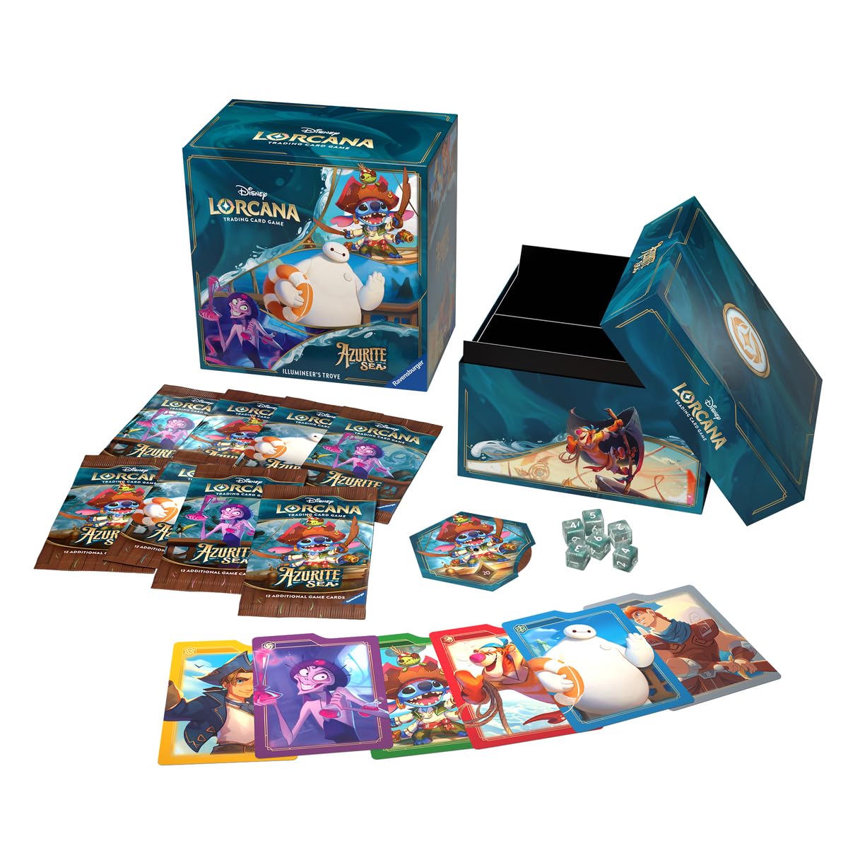 Ravensburger Disney Lorcana Illumineer's Trove storage box keeps cards secure and organized.