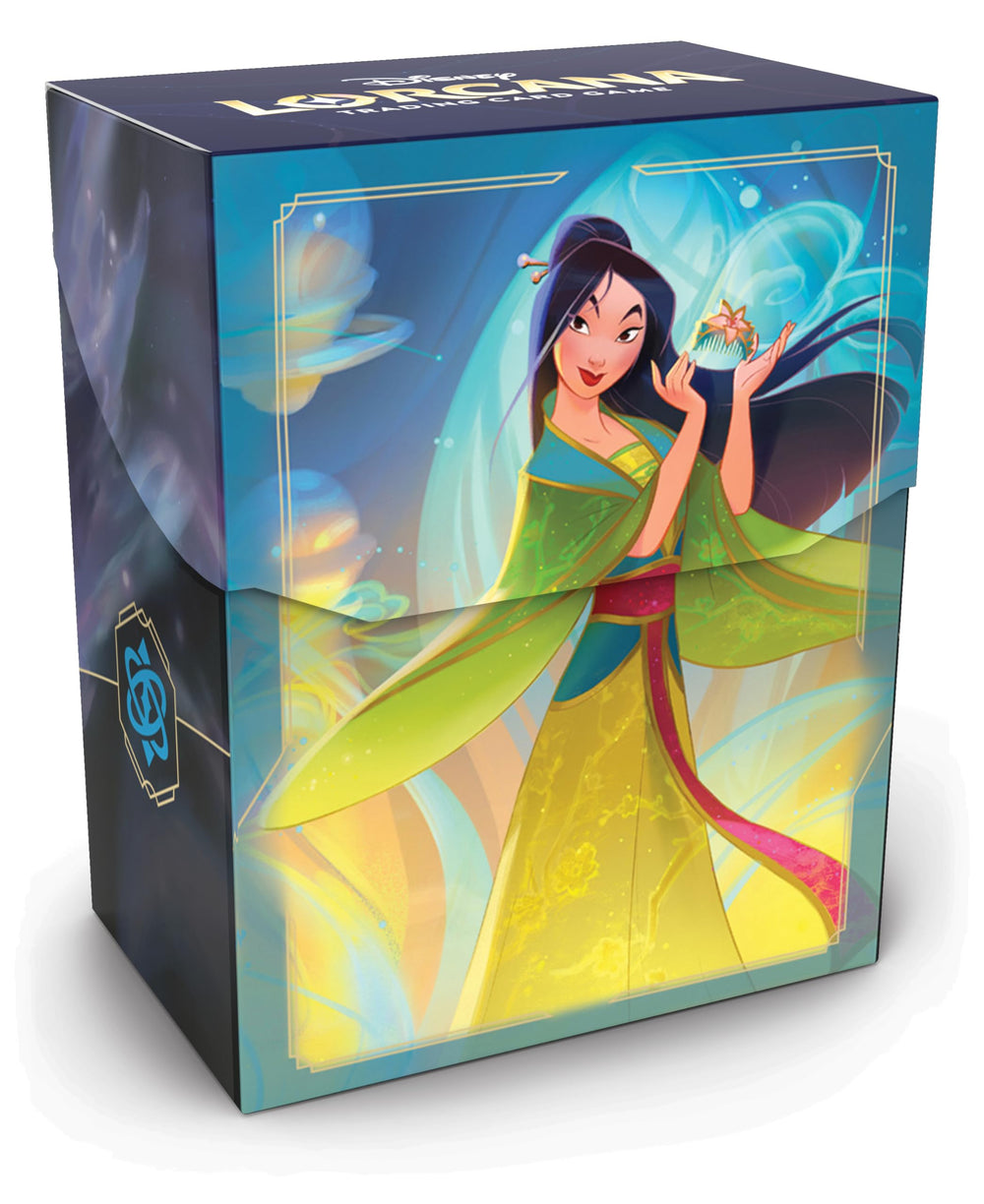 Ravensburger Mulan deck box front view protecting up to 80 sleeved cards for on-the-go play