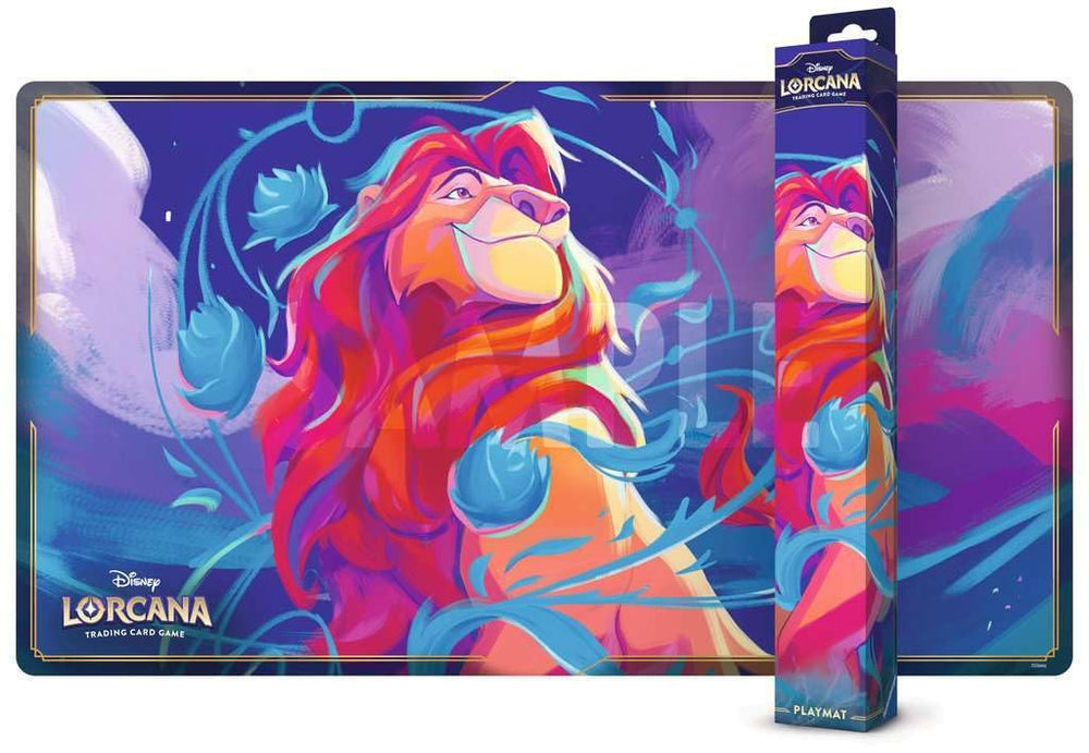 Ravensburger Lorcana playmat Mufasa close with durable non slip base.
