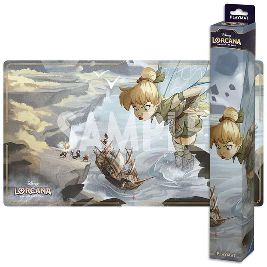 Ravensburger playmat with Tinker Bell giant fairy visual and non-slip base for stable gameplay.