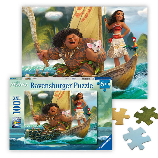 Ravensburger Disney Moana 100-piece puzzle: One Ocean One Heart scene for screen-free adventure.