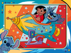 Ravensburger Disney Stitch puzzle beach scene invites calm, focused playtime for children.
