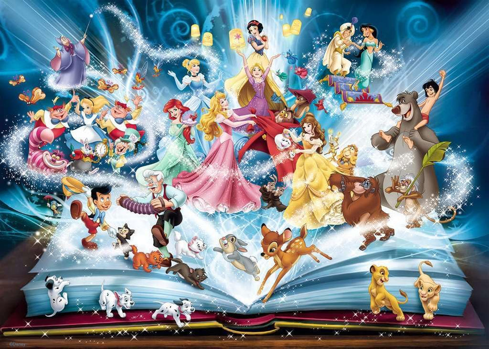 Ravensburger Disney Storybook scene with Cinderella and Alice to inspire collaborative puzzle play