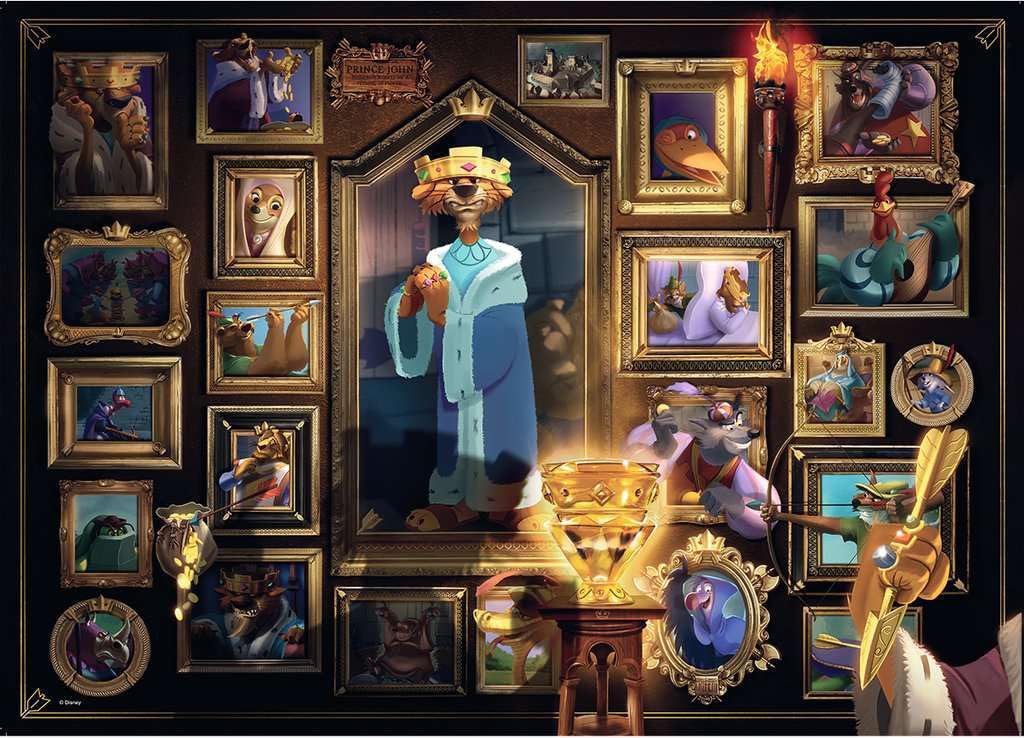 Ravensburger Disney Villainous Prince John image with scenes from the story