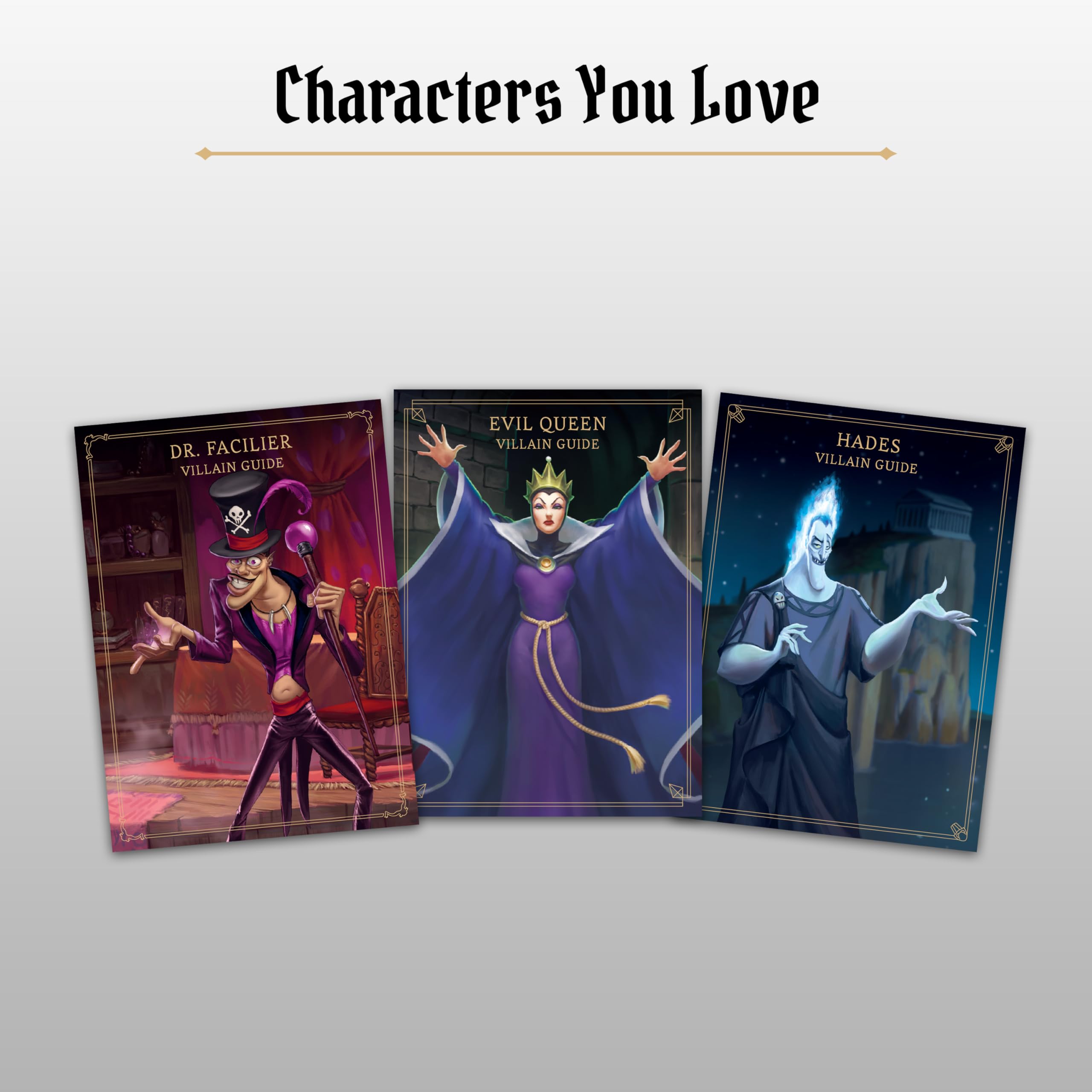 Ravensburger Disney Villainous Wicked to the Core character cards feature iconic villains for strategy