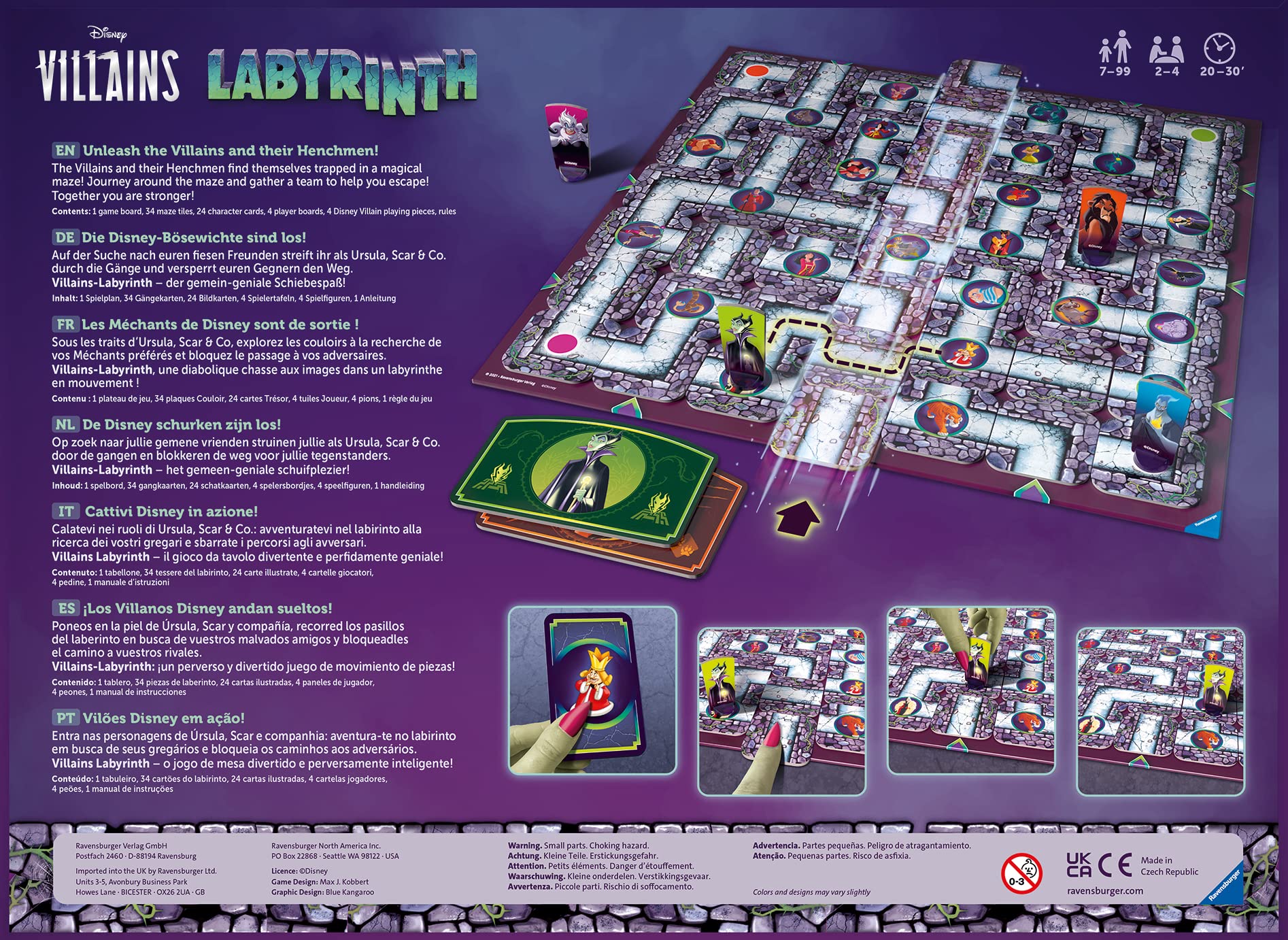 Ravensburger Disney Villains Labyrinth character cards featuring iconic villains for strategy.