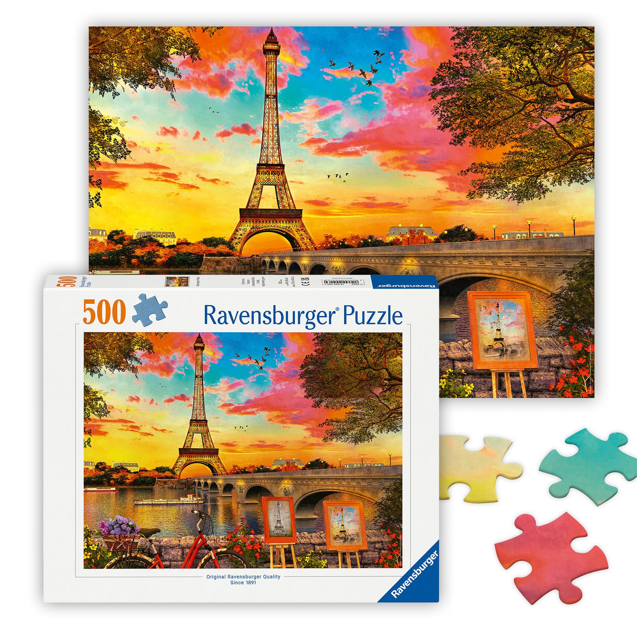 Ravensburger Evening in Paris puzzle shows a dusk scene to inspire mindful, screen-free evenings