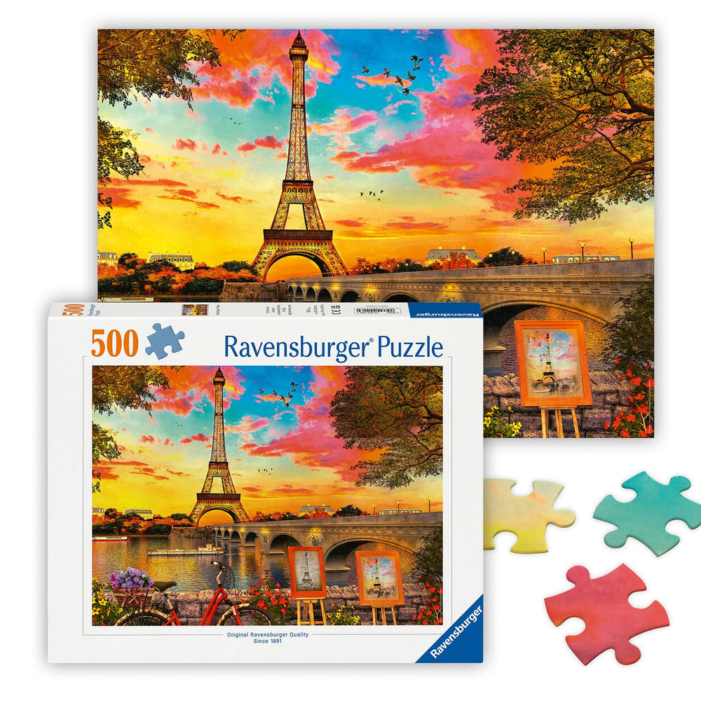 Ravensburger Evening in Paris puzzle shows a dusk scene to inspire mindful, screen-free evenings