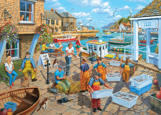 Ravensburger Fisherman's Life puzzle coastal cabin scene supports calm, focused puzzling sessions.