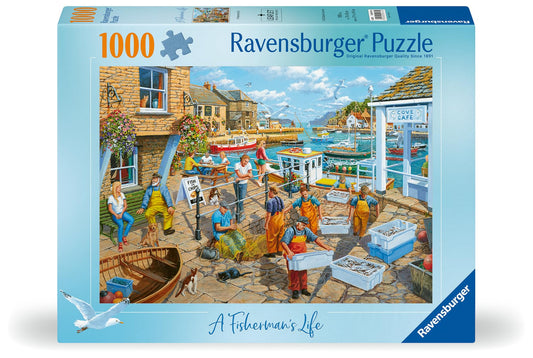 Ravensburger Fisherman's Life puzzle nets, buoys, and boats encourage mindful problem solving.