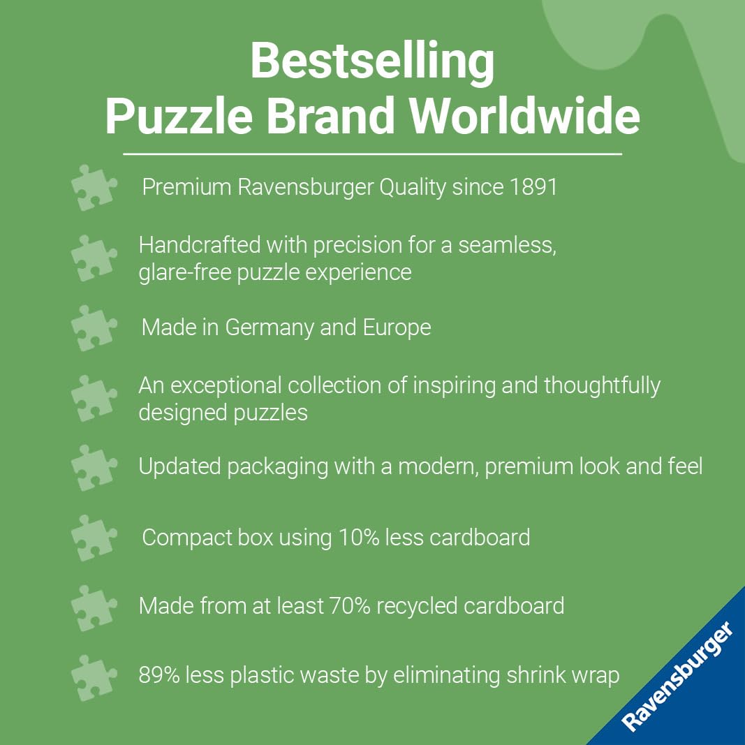 German-made Ravensburger puzzle back with extra-thick cardboard for durability