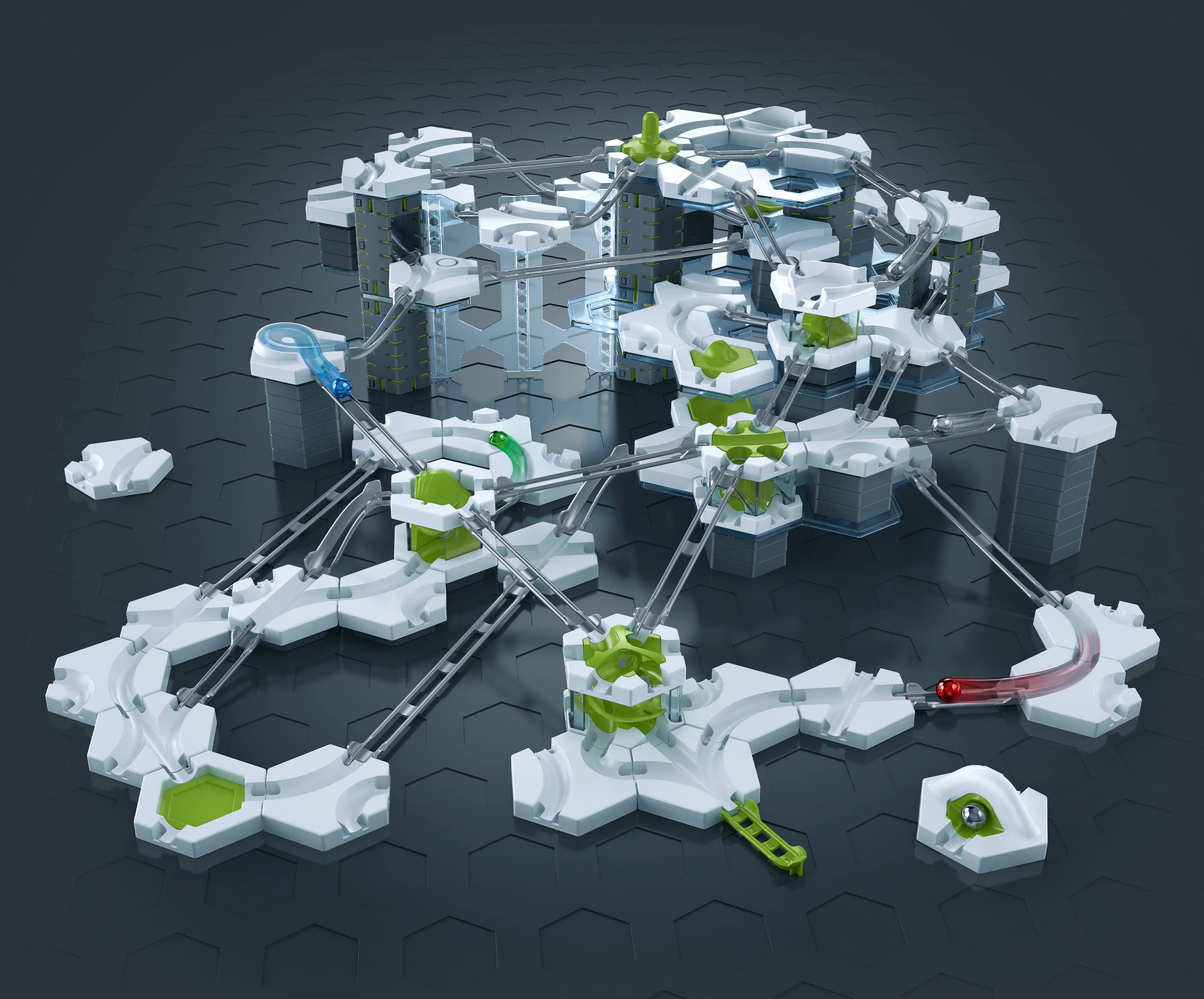 Ravensburger GraviTrax Extreme Set mixer piece, creating dynamic splits and flows.