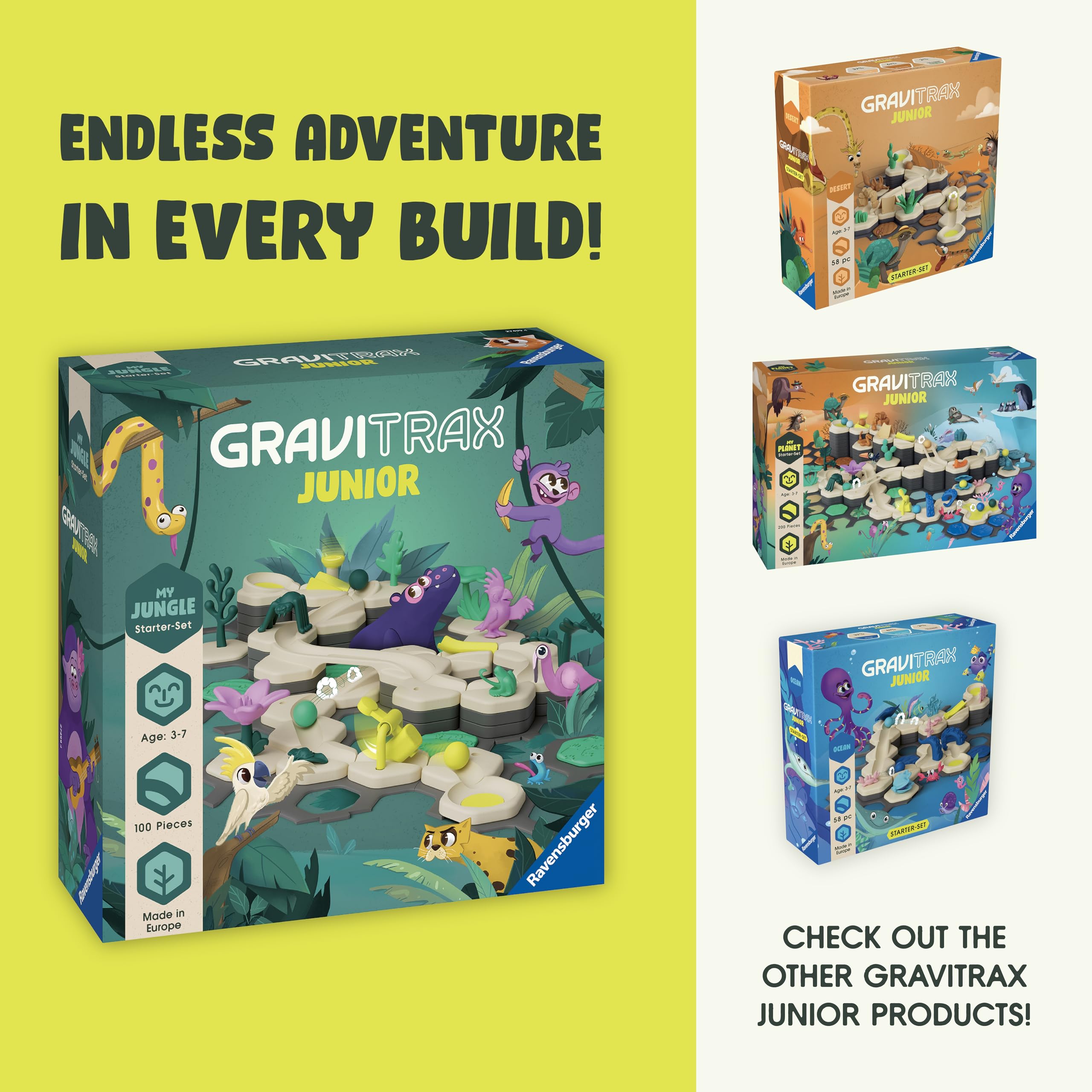 Ravensburger GraviTrax Junior group play encourages teamwork.