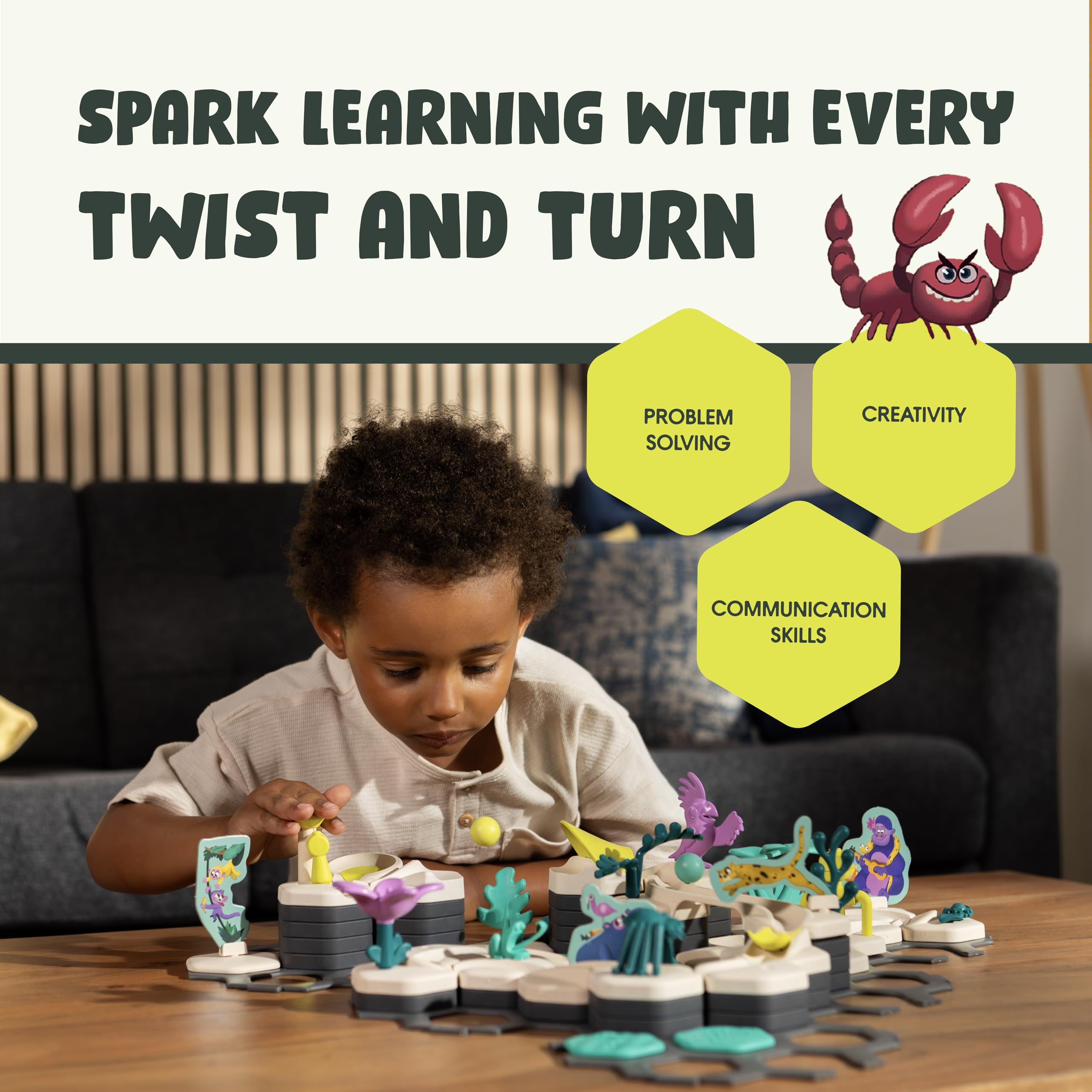 GraviTrax Junior XXL track layout demonstrates planning and problem-solving