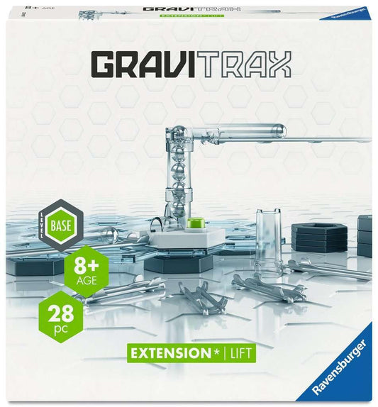 Ravensburger GraviTrax Lifter button press shows the marble elevator in action.