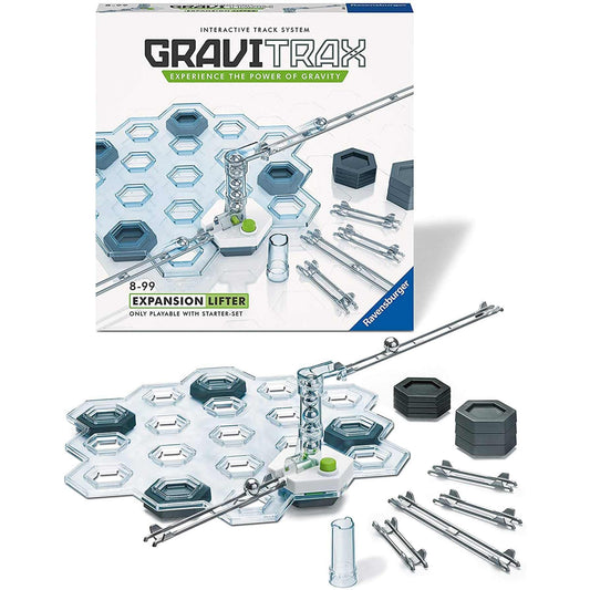 Ravensburger Gravitrax Lifter elevator action raises marbles with a simple button press.
