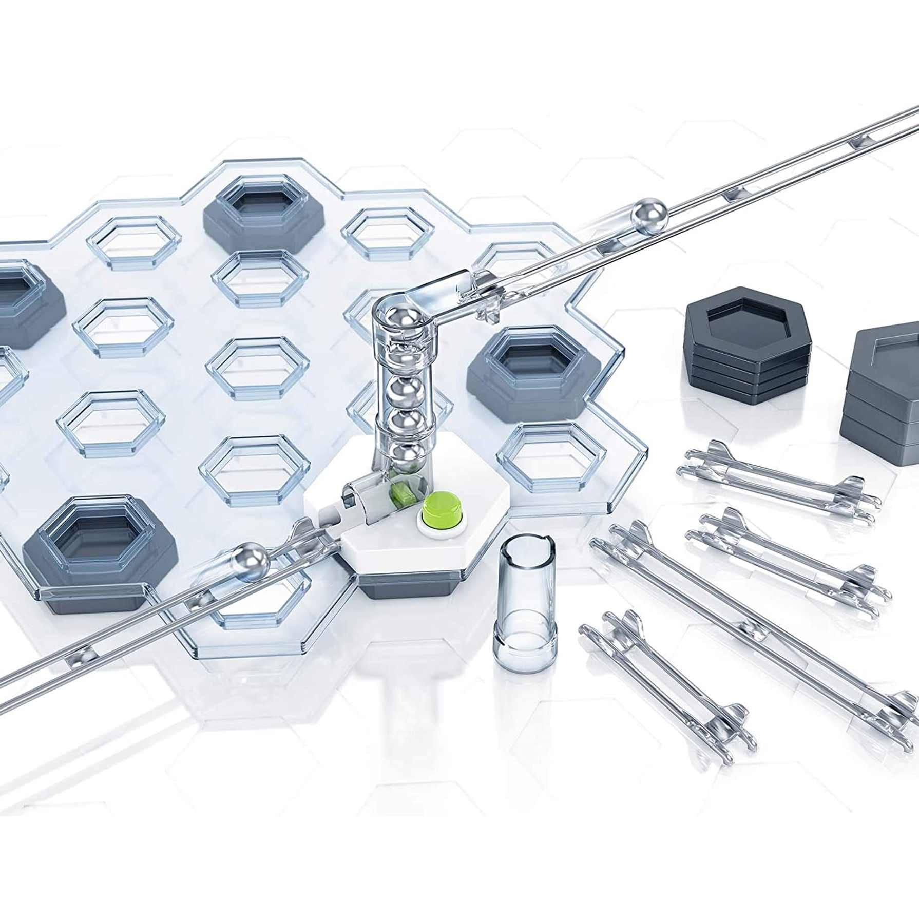 Ravensburger Gravitrax Lifter height tiles add vertical challenge for engaging marble runs.