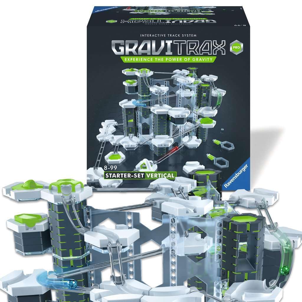 Ravensburger GraviTrax Pro gravity assembly pieces support complex engineering layouts.