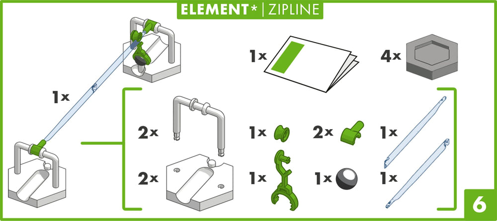 Ravensburger GraviTrax Zipline action shot highlights dramatic marble glides