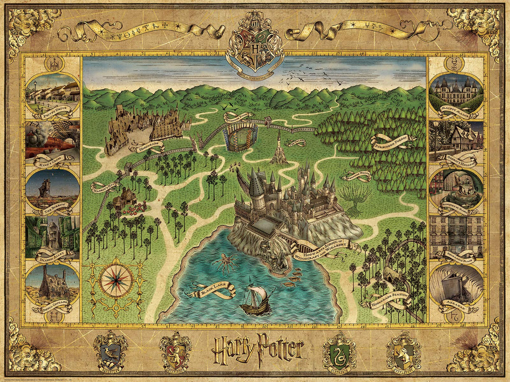 Ravensburger Hogwarts Map puzzle shows 19 locations for immersive family play.