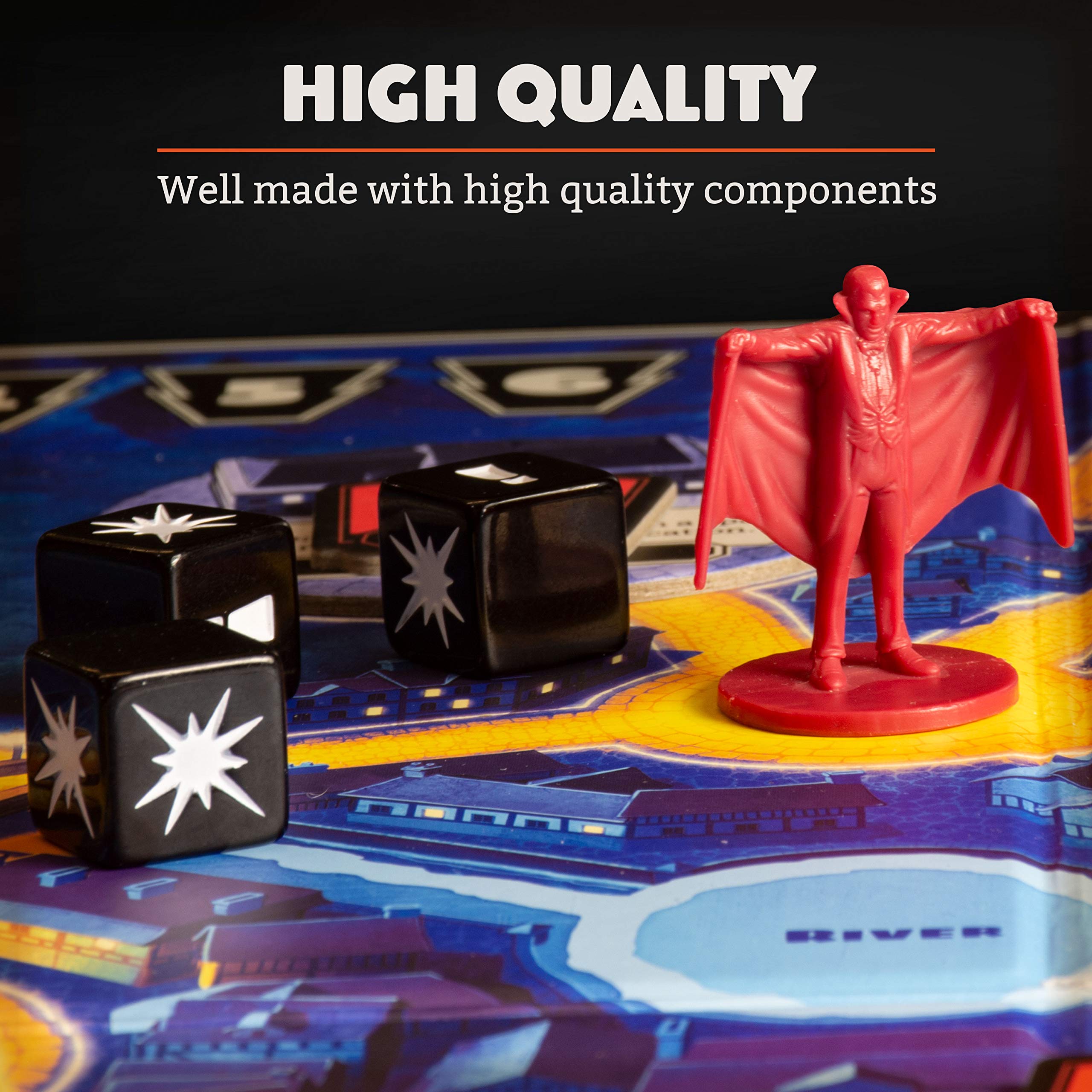 Ravensburger Horrified scenario tiles present varied missions and monster encounters.
