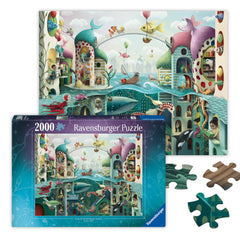 Ravensburger If Fish Could Walk 2000-piece puzzle cover, whimsical underwater scene for screen-free relaxation